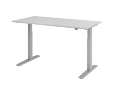 Hammerbacher Schreibtisch T-Fuß elektrisch - 160 x 80 x 70-120 cm, höhenverstellbar, grau/silber