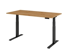 Schreibtisch C-Fuß elektrisch - 160 x 80 x 64-129 cm, höhenverstellbar, Asteiche/graphit