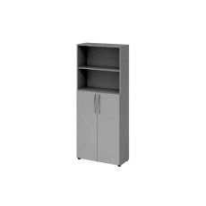 Regal u. Flügeltürenschrank - 5 OH, Grau/ Grau