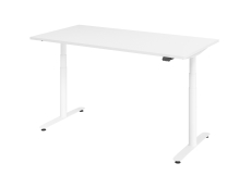 Hammerbacher Schreibtisch T-Fuß elektrisch - 160 x 80 x 63-167 cm, höhenverstellbar, weiß/silber