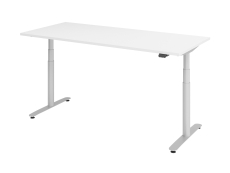 Hammerbacher Schreibtisch T-Fuß elektrisch - 180 x 80 x 63-167 cm, höhenverstellbar, weiß/Graphit, Montageservice