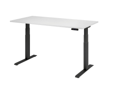 Schreibtisch C-Fuß elektrisch - 160 x 80 x 64-129 cm, höhenverstellbar, weiß/graphit