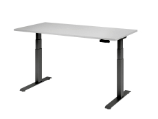 Schreibtisch C-Fuß elektrisch - 160 x 80 x 64-129 cm, höhenverstellbar, weiß/silber