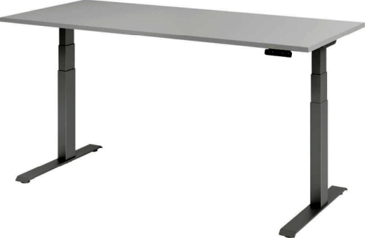 Hammerbacher Schreibtisch C-Fuß elektrisch - 180 x 80 x 64-129 cm, höhenverstellbar, grau/silber, Montageservice