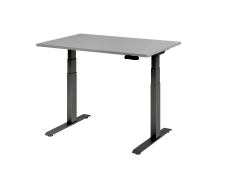 Schreibtisch C-Fuß elektrisch - 120 x 64-129 x 80 cm, höhenverstellbar, grau/silber