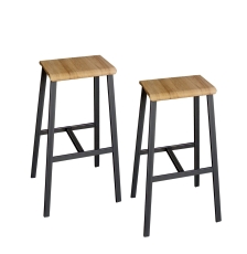 Barhocker, 2er Set, asteiche/grau