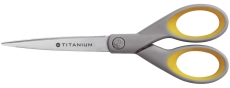 Schere Titanium Super, rostfrei, abgerundet, gerade, asymmetrisch, grau/gelb, 18cm