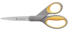 Schere Titanium Super, rostfrei, abgerundet, gerade, asymmetrisch, grau/gelb, 21cm