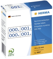 4887 Nummernetiketten doppelt selbstklebend 10x22 mm Aufdruck blau