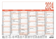 Tafelkalender - A4 quer, 6 Monate / 1 Seite, Karton