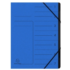 Ordnungsmappe - 7 Fächer, A4, Colorspan-Karton, blau