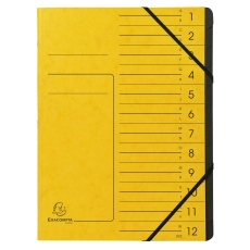 Ordnungsmappe - 12 Fächer, A4, Colorspan-Karton, gelb