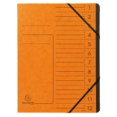 Ordnungsmappe - 12 Fächer, A4, Colorspan-Karton, orange