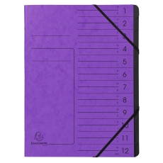 Ordnungsmappe - 12 Fächer, A4, Colorspan-Karton, violett