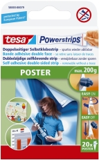 Powerstrips® Poster - ablösbar, Tragfähigkeit 200 g, weiß, 20 Stück