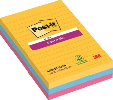 Haftnotiz Super Sticky Notes - 101 x 152 mm, liniert, 3x 90 Blatt