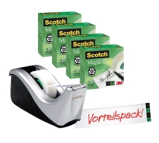 Tischabroller - inkl. 4 Rollen Magic™ Tape 810, silber/schwarz