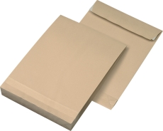 Faltentaschen - B4, ohne Fenster, 40 mm-Falte, Klotzboden, haftklebend, 140 g/qm, braun, 100 Stück