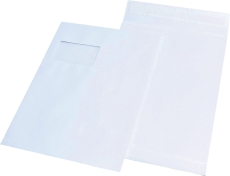 Faltentaschen - C4, Fenster, 20 mm-Falte, Klotzboden, haftklebend, 120 g/qm, weiß, 100 Stück
