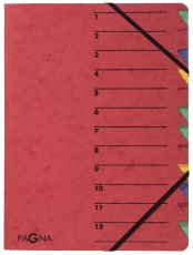 Ordnungsmappe EASY - 12 Fächer, A4, Pressspan, 265 g/qm, rot