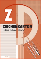 Zeichenkarton - Block mit 10 Blatt, 190g/qm, A2