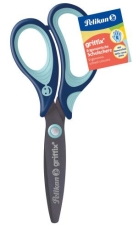 griffix® Schulschere - 14 cm, blau, rund, inkl. Namensschild, Faltschachtel