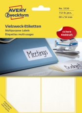 3330 Universal-Etiketten - 80 x 54 mm, weiß, 112 Etiketten/28 Blatt, permanent