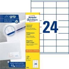 3422 Universal-Etiketten ultragrip - 70 x 35 mm, weiß, 2.400 Etiketten, permanent