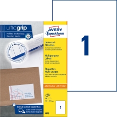 3478 Universal-Etiketten ultragrip - 210 x 297 mm, weiß, 100 Etiketten, permanent