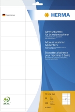 4441 Adressetiketten für Schreibmaschinen A4 70x42 mm Papier matt Ecken spitz 420 St.