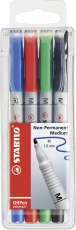 Folienstift - OHPen universal - wasserlöslich medium - 4er Pack - grün, rot, blau, schwarz