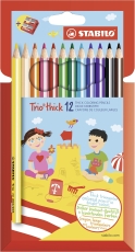 Dreikant-Buntstift - Trio dick - 12er Pack - mit 12 verschiedenen Farben und Spitzer