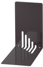 Buchstützen aus Metall, schmal, 85 x 140 x 140 mm, schwarz, Pack mit 2 Stück