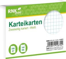 Karteikarten - DIN A7, kariert, weiß, 100 Karten