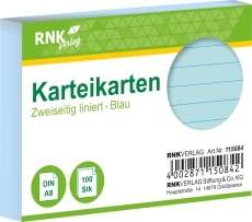 Karteikarten - DIN A8, liniert, blau, 100 Karten