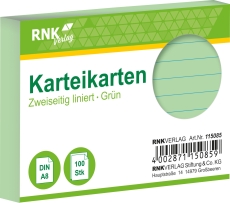 Karteikarten - DIN A8, liniert, grün, 100 Karten