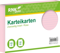 Karteikarten - DIN A5, liniert, rosa, 100 Karten