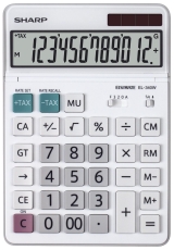 Tischrechner EL-340W - 12-stellig, DualPower, 127 x 18 x 189 mm, weiß