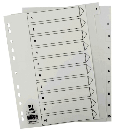 Zahlenregister - 1 - 10, PP, A4, 10 Blatt, weiß