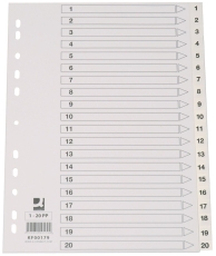 Zahlenregister - 1 - 20, PP, A4, 20 Blatt, weiß