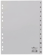 Zahlenregister - PP, 1 - 12, grau, A4, 12 Blatt