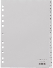 Zahlenregister - PP, 1 - 20, grau, A4, 20 Blatt