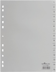 Zahlenregister - PP, 1 - 15, grau, A4, 15 Blatt