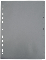 Zahlenregister - 1 - 5, PP, A4, 5 Blatt, grau