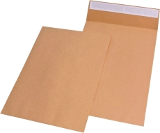 Faltentaschen - C4, ohne Fenster, 40 mm-Falte, Klotzboden, haftklebend, 120 g/qm, braun, 100 Stück