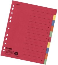 Zahlenregister - 1-10, Karton farbig, A4, 5 Farben, gelocht mit Orgadruck