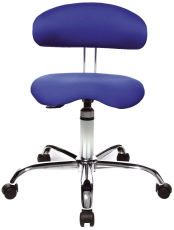 Drehhocker Sitness 40 mit Lehne - blau, Teppichrollen