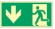 Notausgang links Pfeil unten, ISO 7010, Kunststoff langnachleuchtend, 29,7x14,8 cm