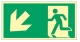 Notausgang links abwärts, ISO 7010, Kunststoff langnachleuchtend, 29,7x14,8 cm