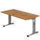 Schreibtisch C-Fuß - 160 x 65-85 x 80 cm, höhenverstellbar, Asteiche/Silber, mit Montageservice